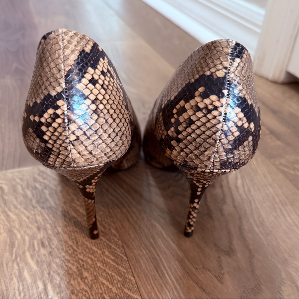 NWT Zara Snakeskin Open Toe Heels Size 7.5 - Picture 4 of 7